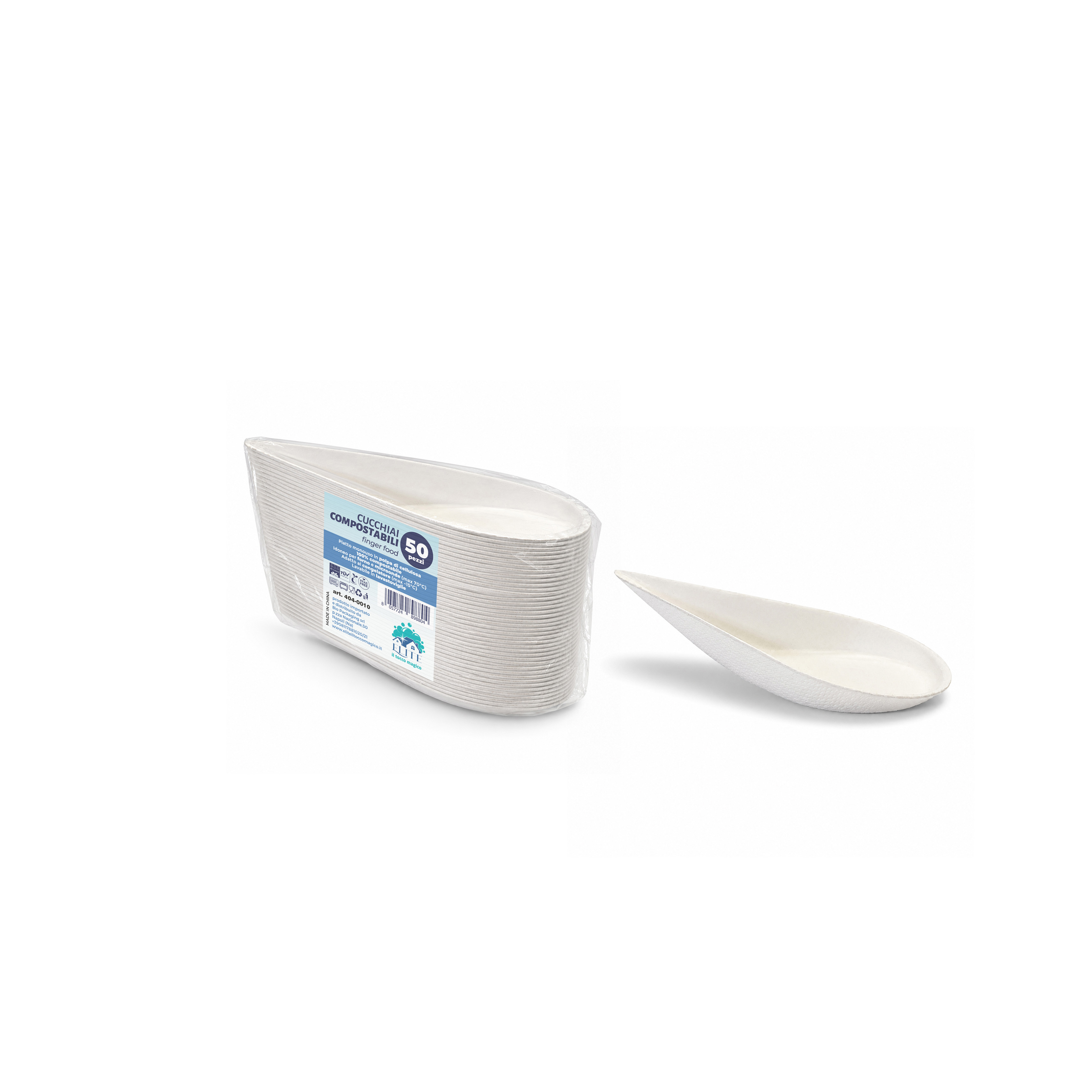 Immagine Cucchiaio finger food bagasse pfas free 101,5x50,5x29/4,6 mm 50 pz
