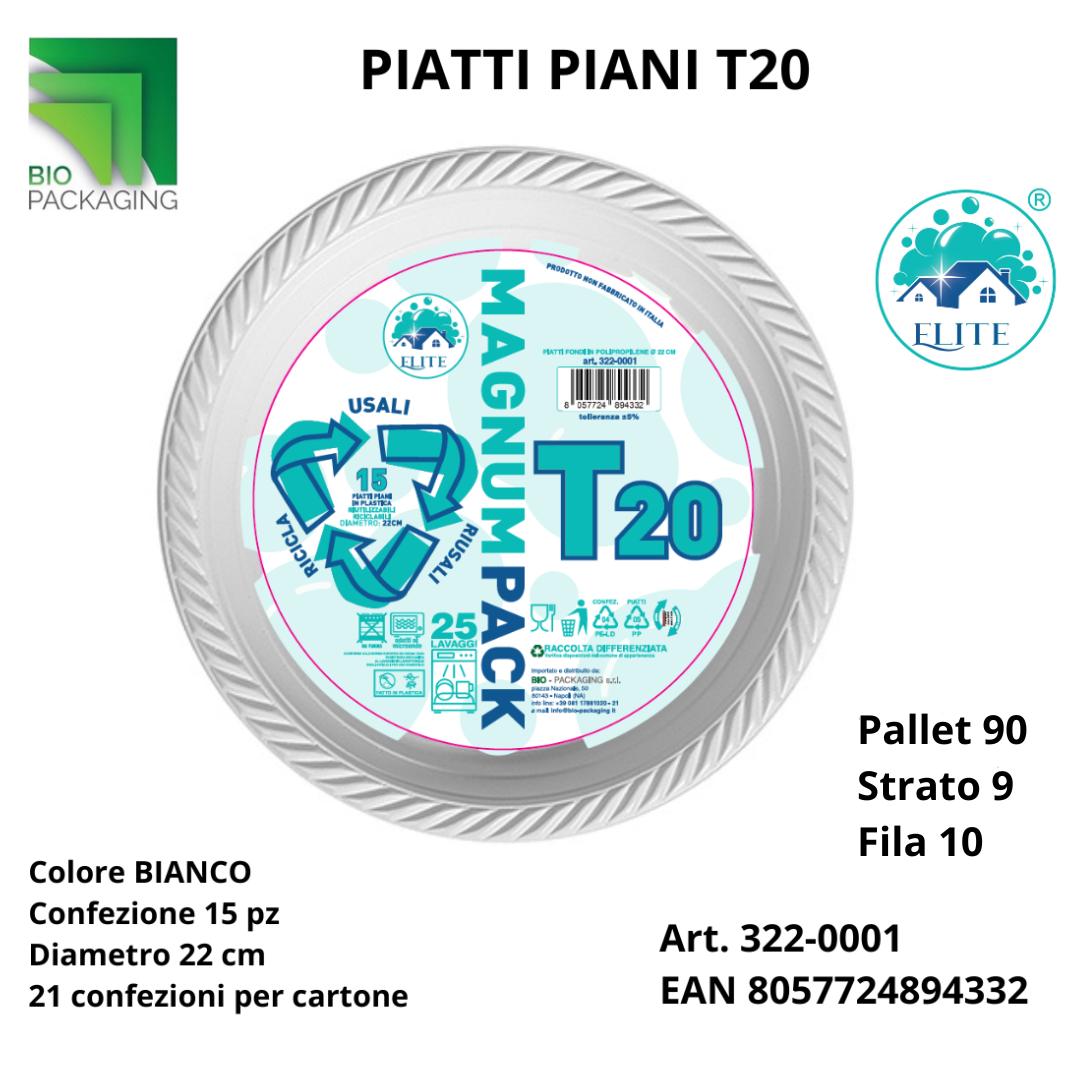 Immagine Piatti plastica riutilizzabili piani ?22cm conf.15pz st20