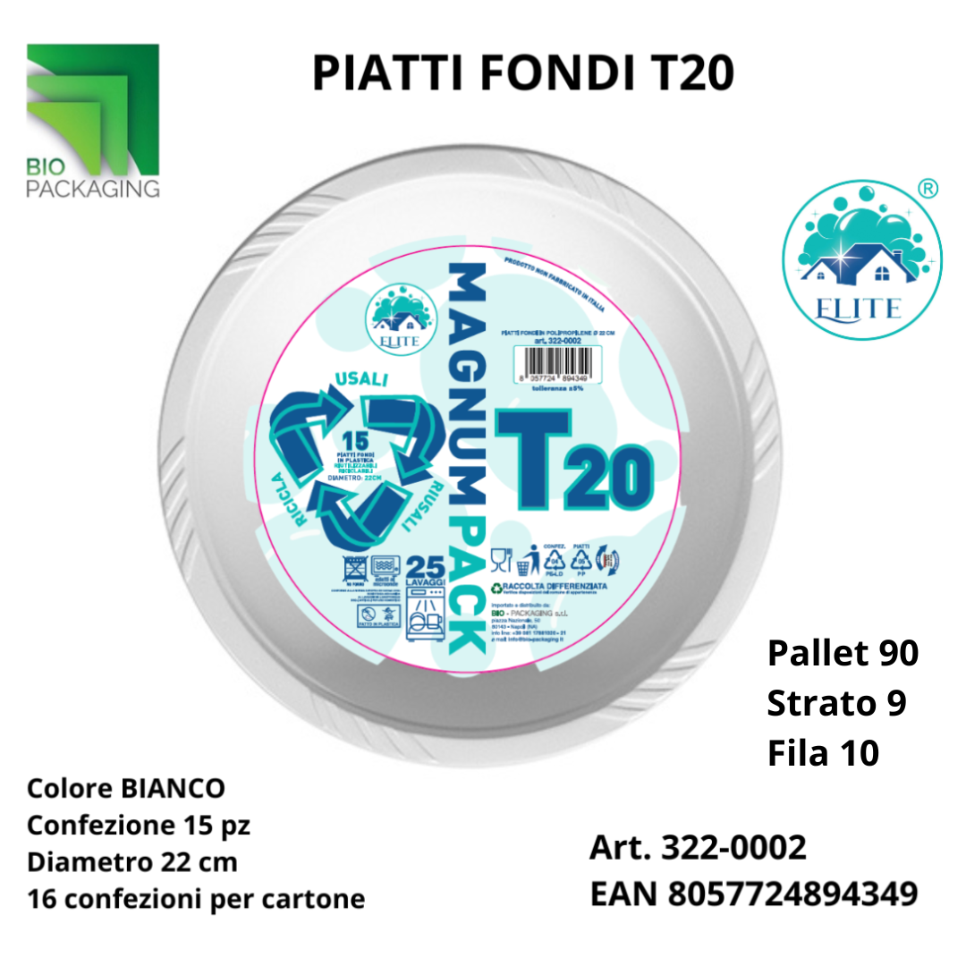 Immagine Piatti plastica riutilizzabili fondi ?22cm conf.15pz st20