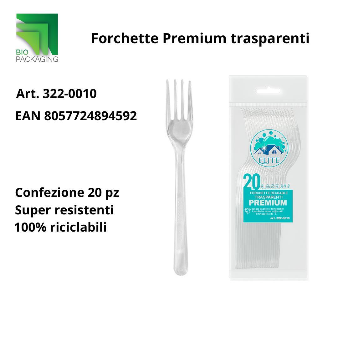 Immagine Posate forchette premium trasparenti riutilizzabili conf. 20 pz