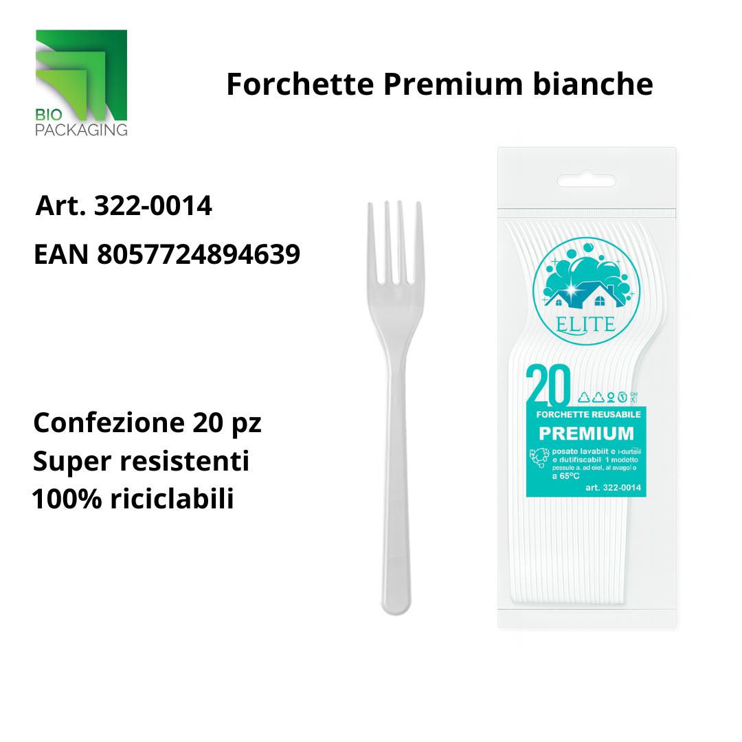 Immagine Posate forchette premium bianche riutilizzabili conf. 20 pz