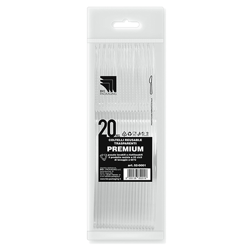 Immagine Coltelli premium trasparenti reusable 180mm - 3,4gr conf. 20 pz