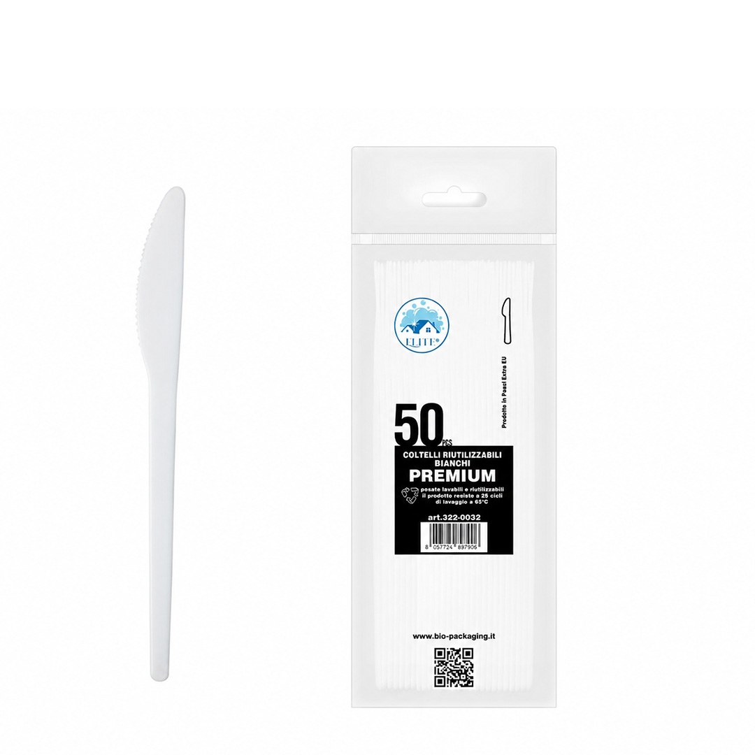Immagine Coltelli conf. 50 pz bianchi riutilizzabili