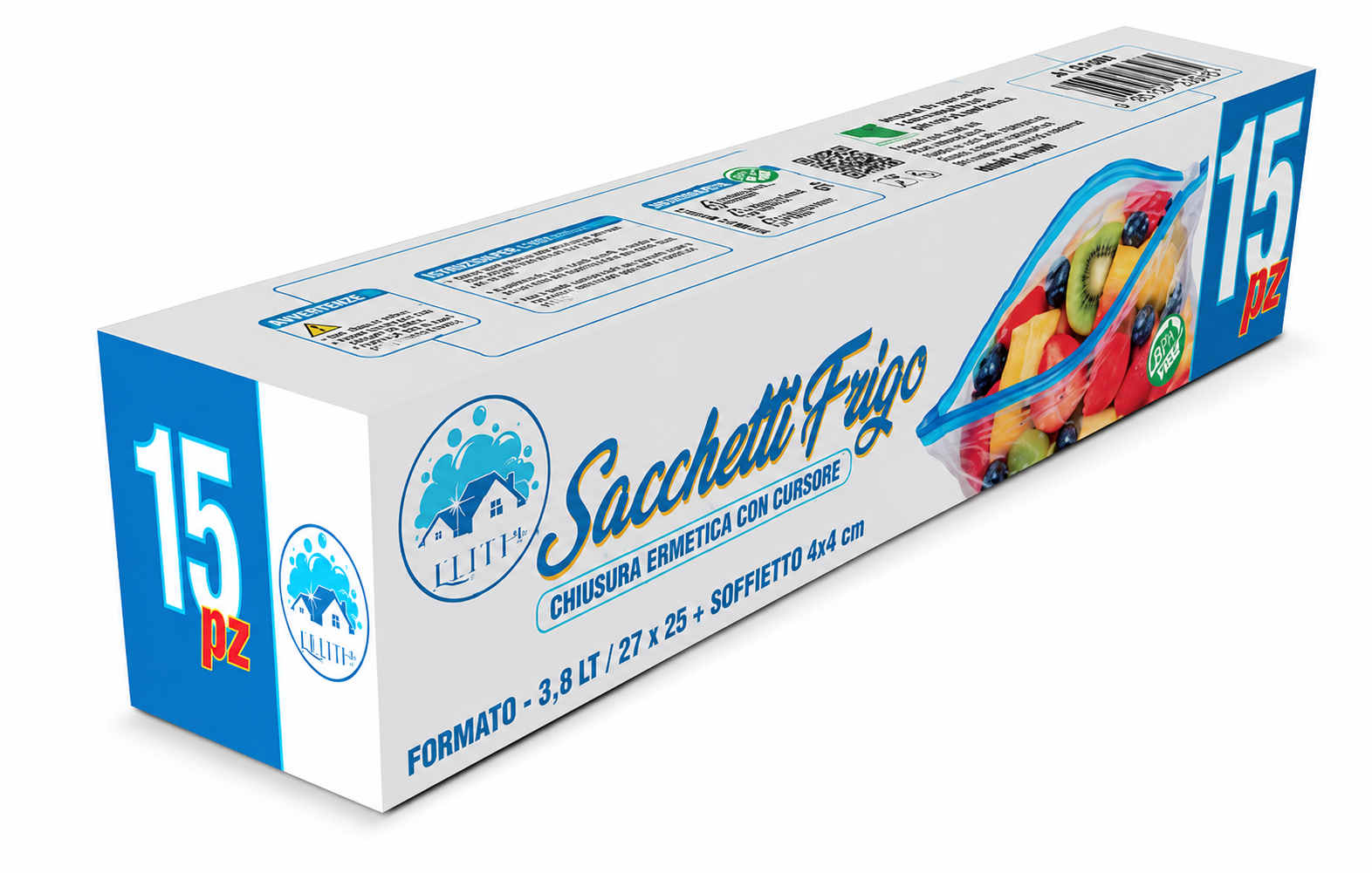 Immagine Sacchetti apri chiudi riutilizzabili 15 pz / 3,8 lt