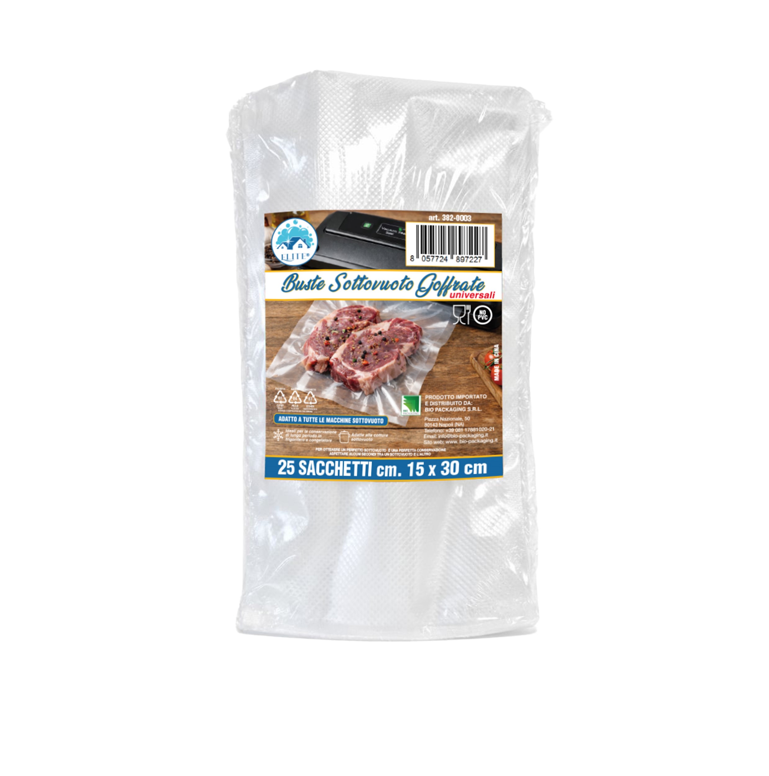Immagine Sacchetti sottovuoto goffrati 15x30 cm - 25 pz