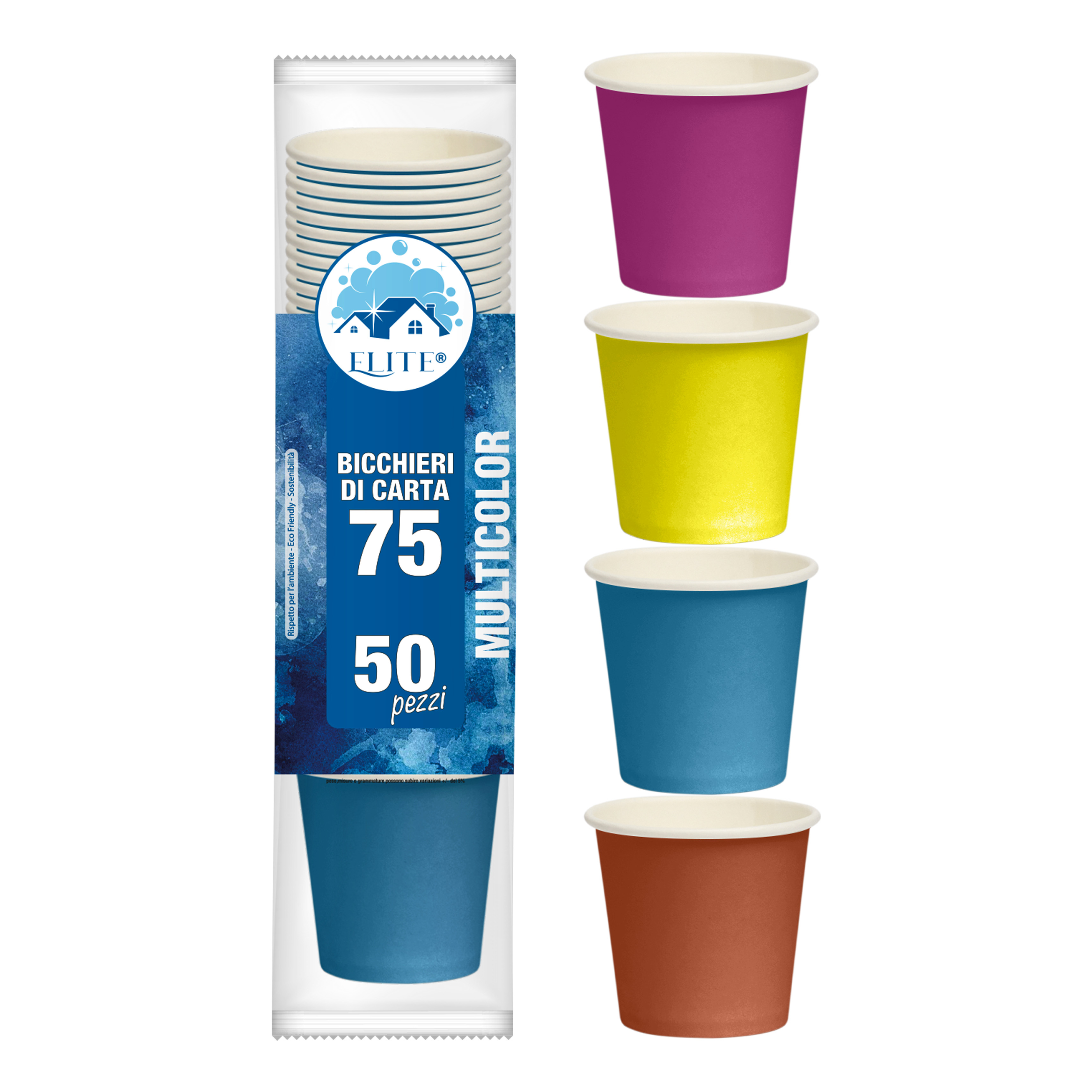 Immagine Bicchieri di carta 75 ml multicolor conf. 50 pz
