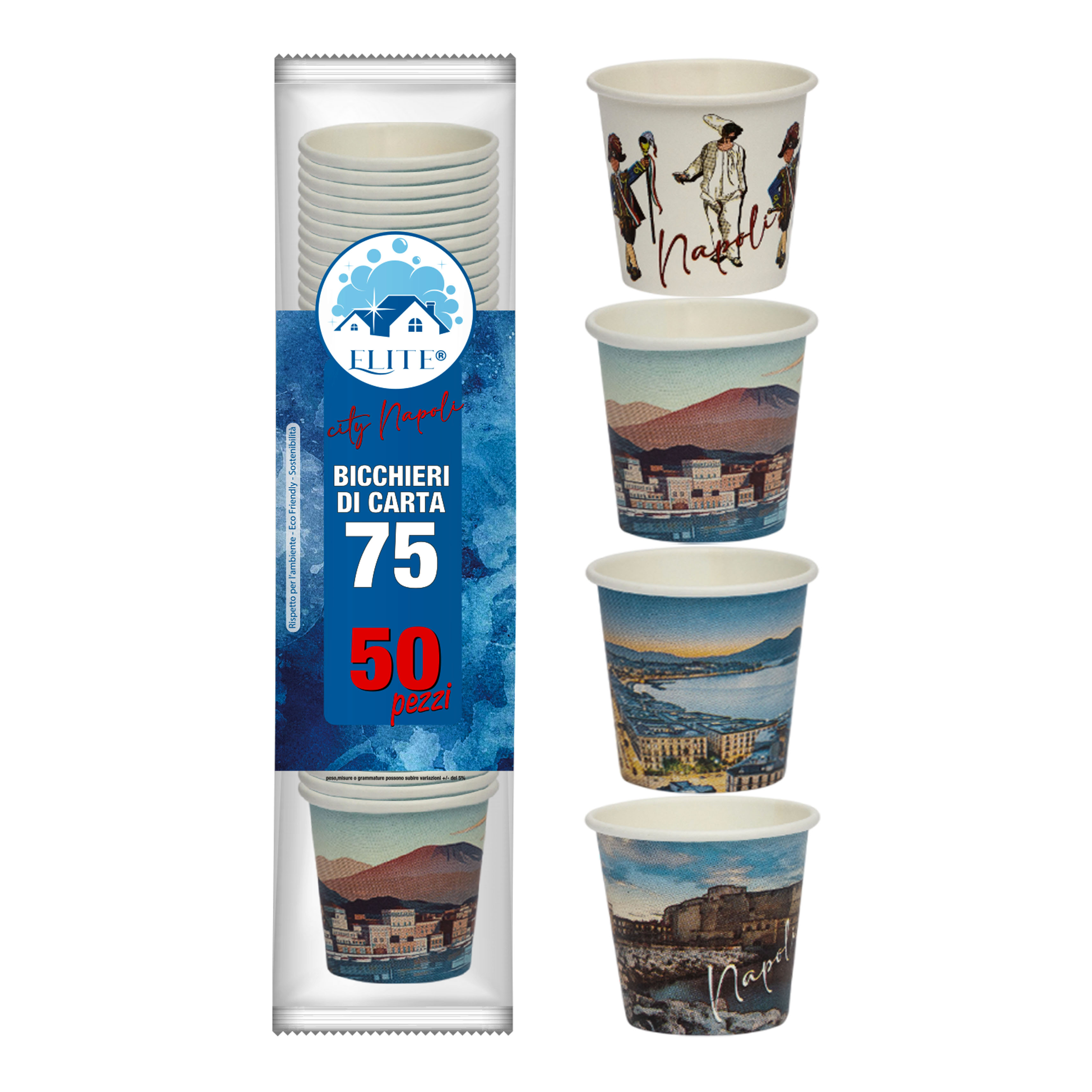 Immagine Bicchieri carta 75ml napoli city conf. 50 pz