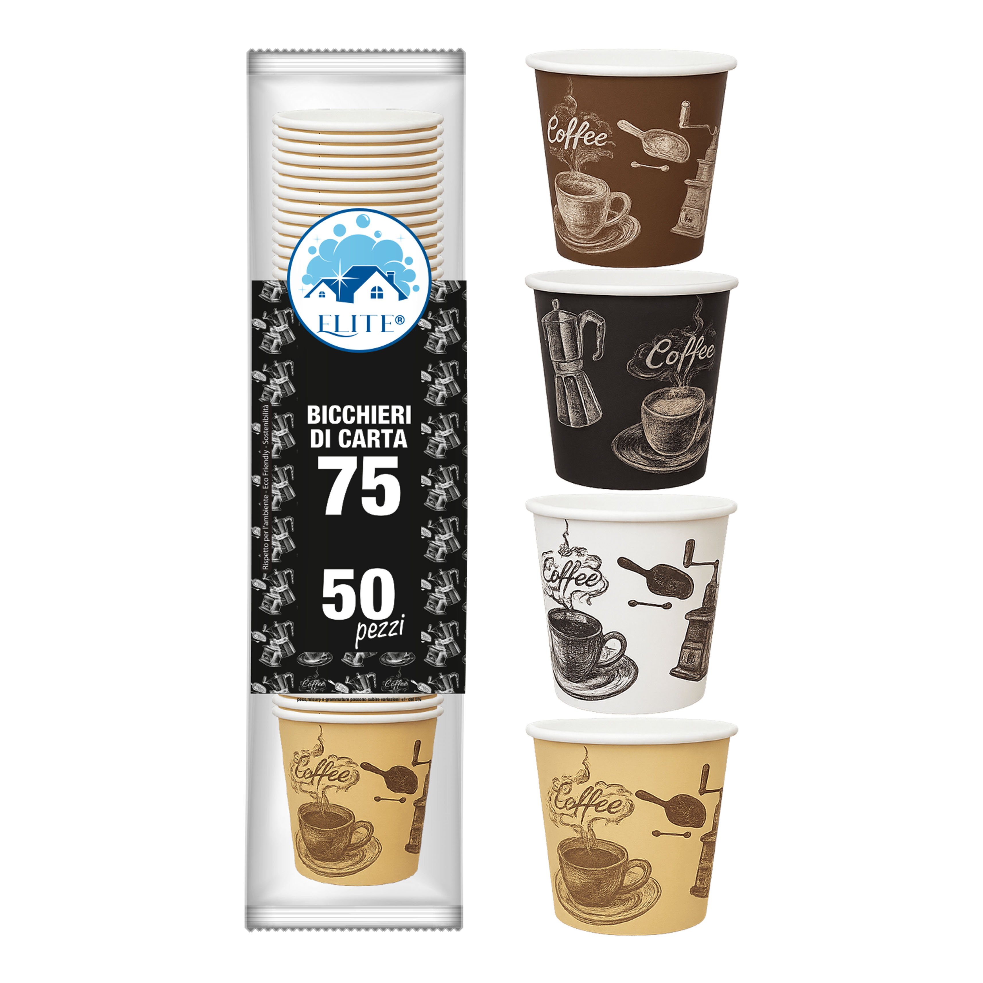 Immagine Bicchieri carta 75 ml retro' conf. 50 pz