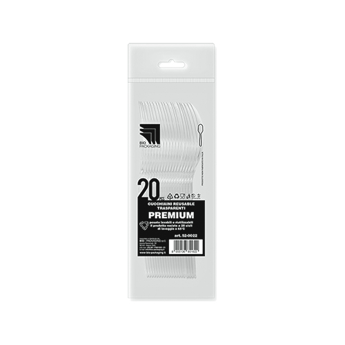 Immagine Cucchiaini premium trasparenti reusable 145mm 2.2gr conf. 20 pz