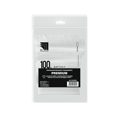 Immagine Cucchiaini premium trasparenti reusable 145mm 2.2gr conf. 100 pz