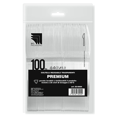 Immagine Coltelli premium trasparenti reusable 180mm - 3,4gr conf. 100 pz