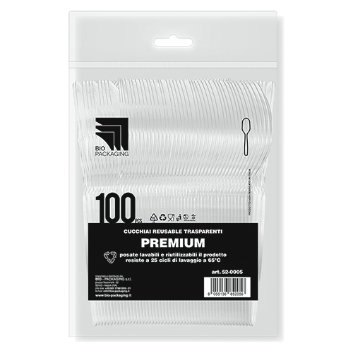 Immagine Cucchiai premium trasparenti reusable 180mm - 3,4gr conf. 100 pz