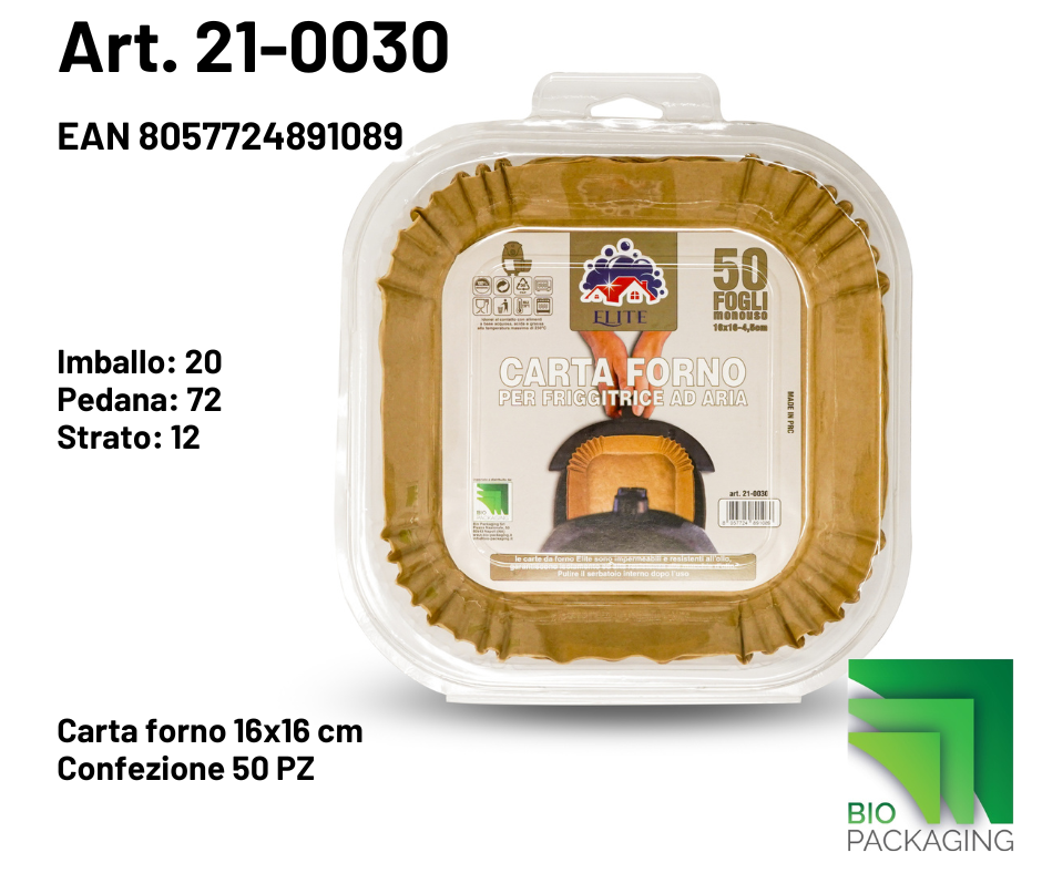 Immagine Carta forno per friggitricearia 16x16cm conf.50pz