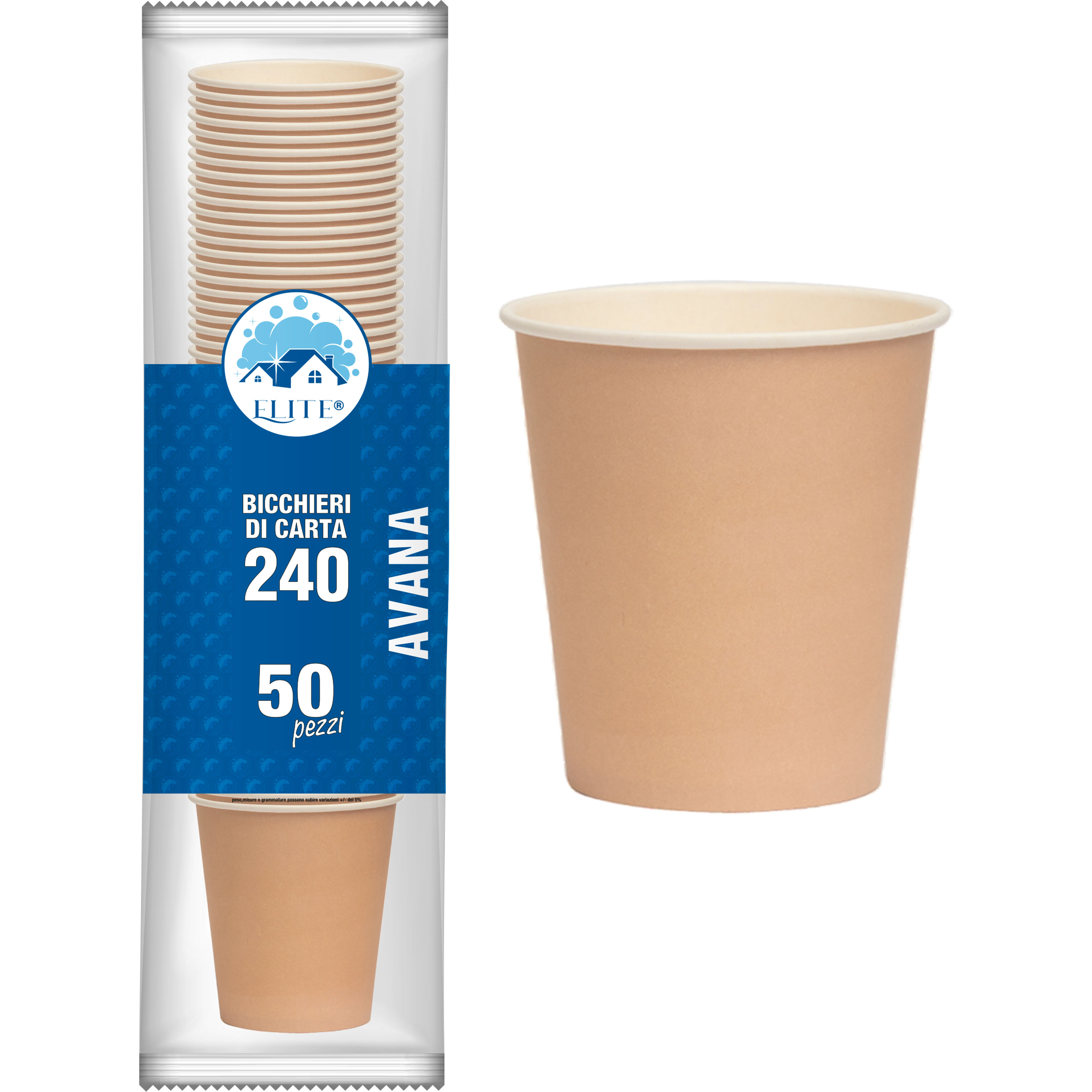 Immagine Bicchieri carta 240ml avana conf. 50 pz