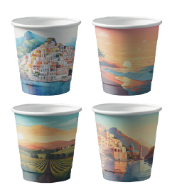 Immagine Bicchieri carta 180 ml dec.paesaggi conf. 50 pz