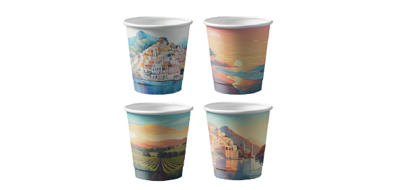 Immagine Bicchieri carta 75 ml dec. paesaggi conf. 50 pz