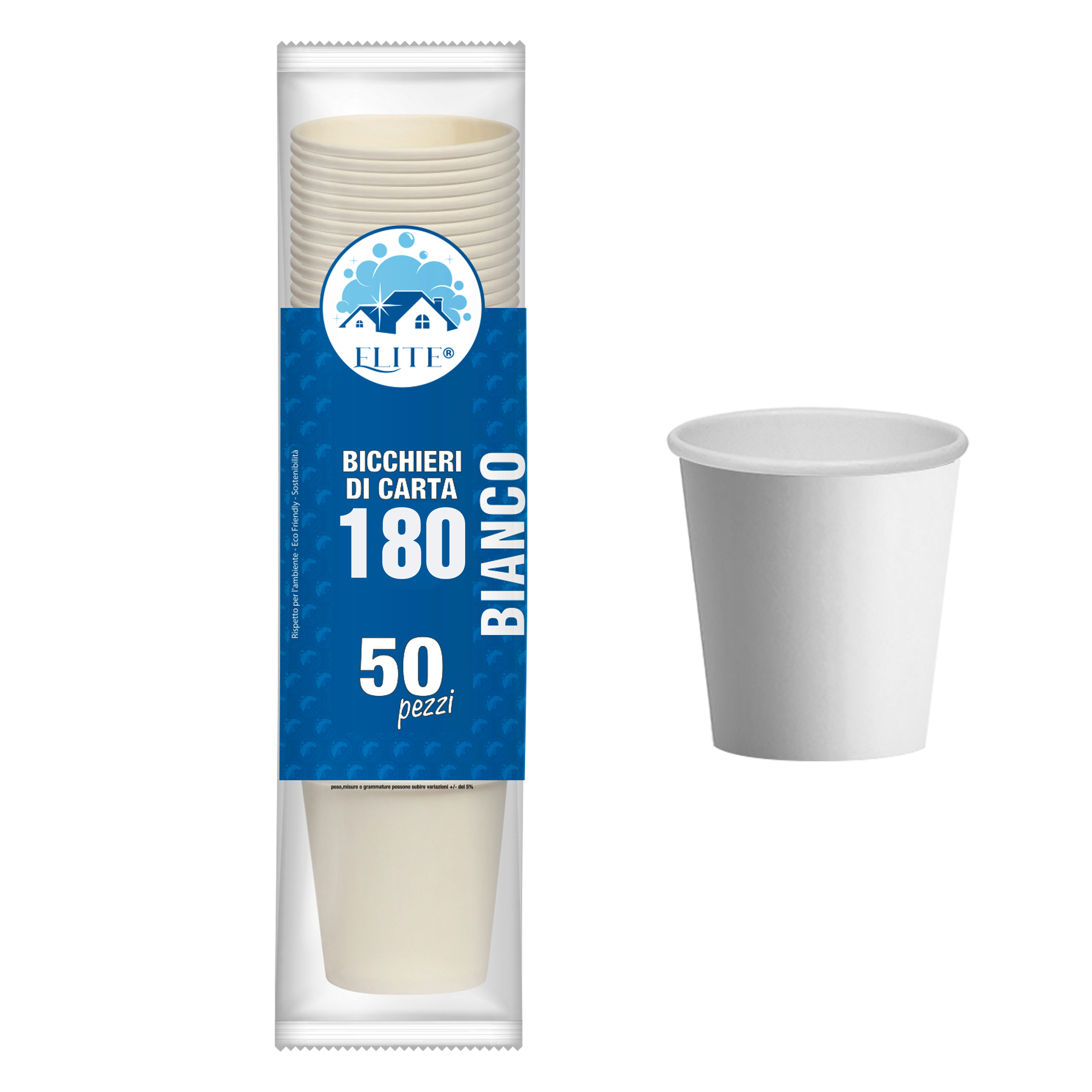 Immagine Bicchieri carta 180 ml bianchi conf. 50 pz