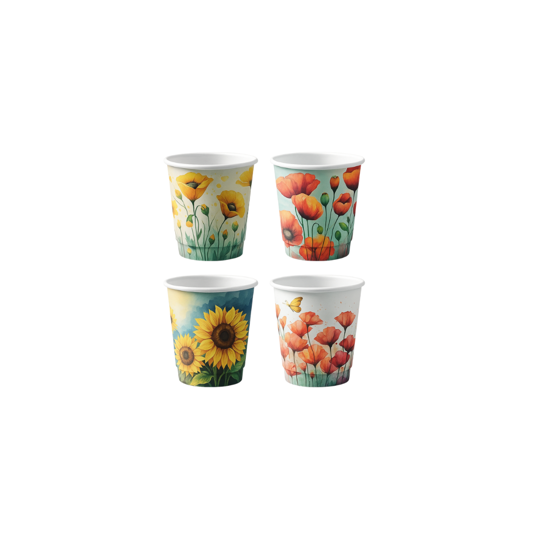 Immagine Bicchieri carta 75 ml dec. floreale conf. 50 pz