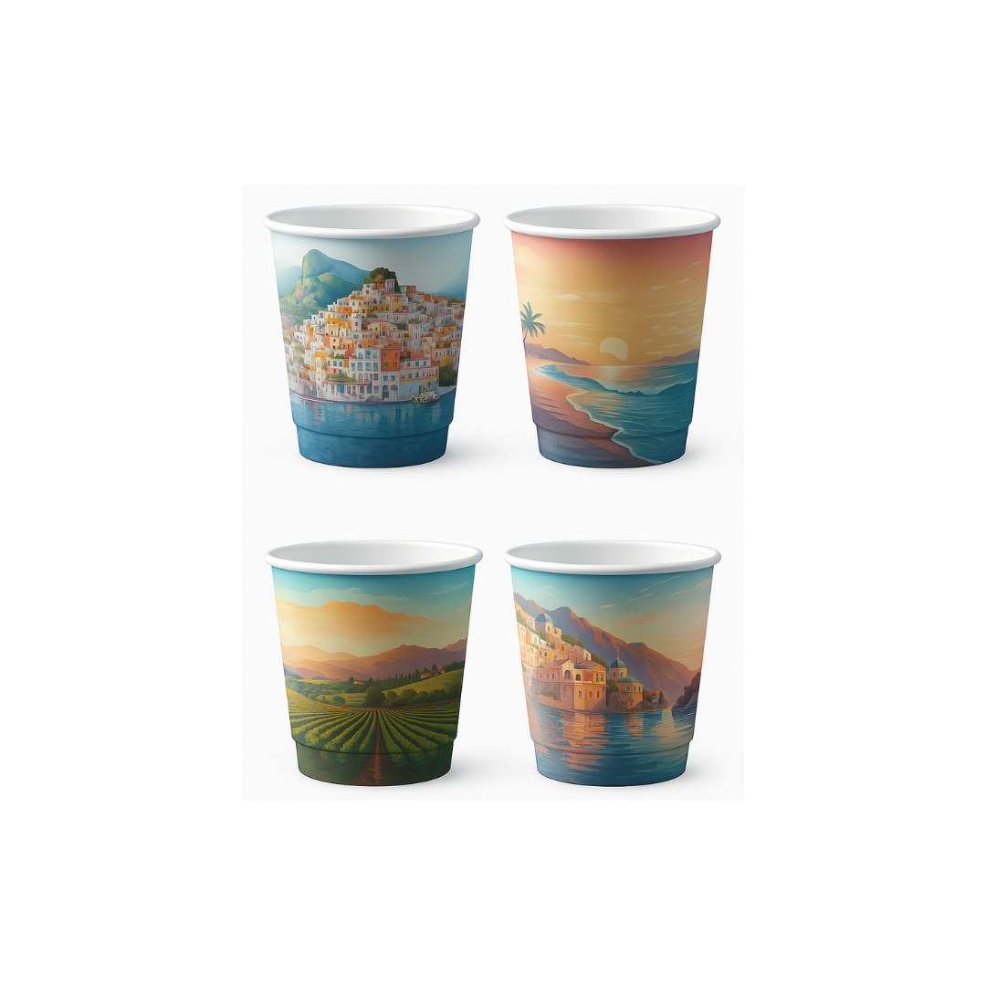 Immagine Bicchieri carta 180 ml dec.paesaggi conf. 50 pz