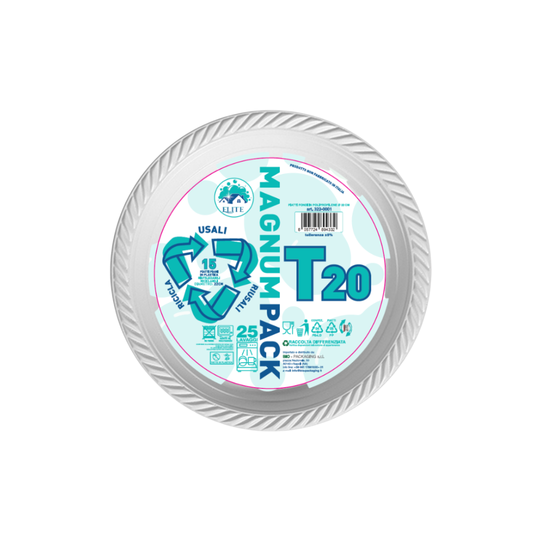 Immagine Piatti plastica riutilizzabili piani ?22cm conf.15pz st20