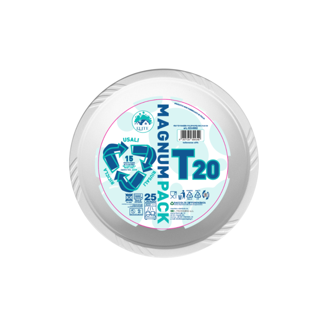 Immagine Piatti plastica riutilizzabili fondi ?22cm conf.15pz st20