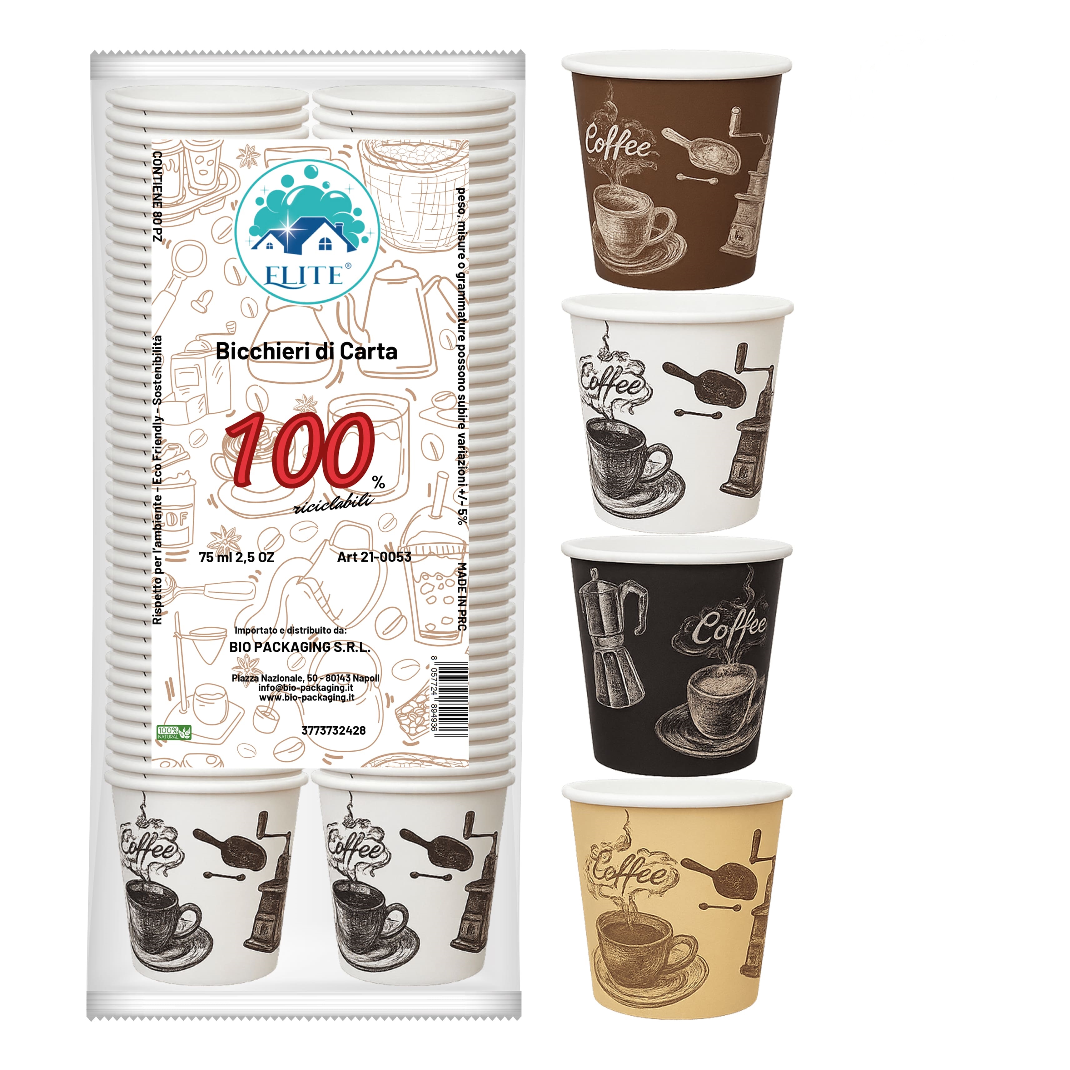 Immagine Bicchieri carta 75 ml dec. retro' conf. 80 pz