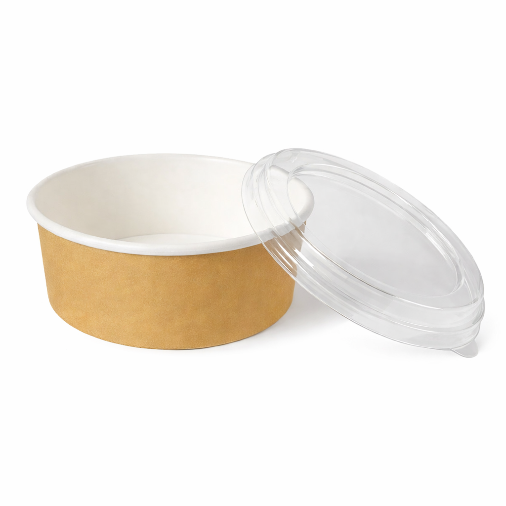 Immagine Insalatiera kraft 750 ml + coperchio pet - set 50 pz