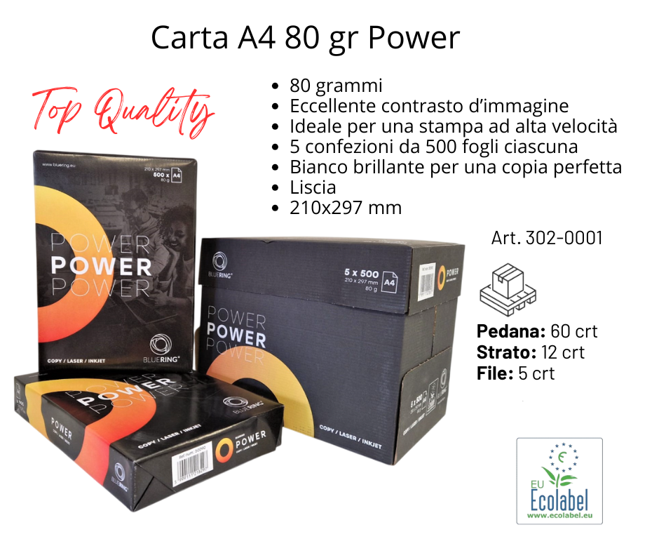 Immagine Carta fotocopiatrice a4 power 80 gr 500 fogli