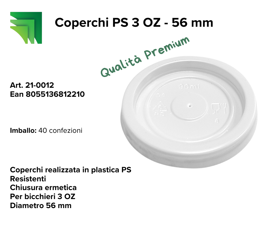 Immagine Coperchi ps Ø 56mm (3 oz) conf. 50 pz