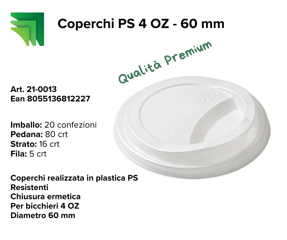 Immagine Coperchi ps Ø 60mm (4 oz) conf. 50 pz