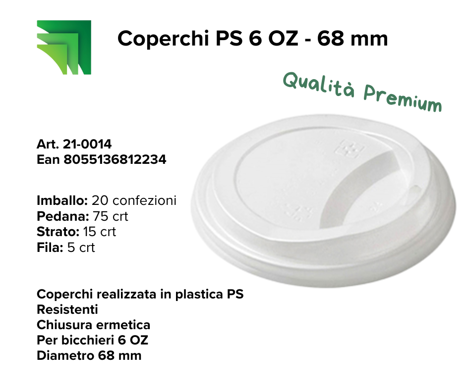 Immagine Coperchi ps Ø 68mm (6 oz) conf. 50 pz