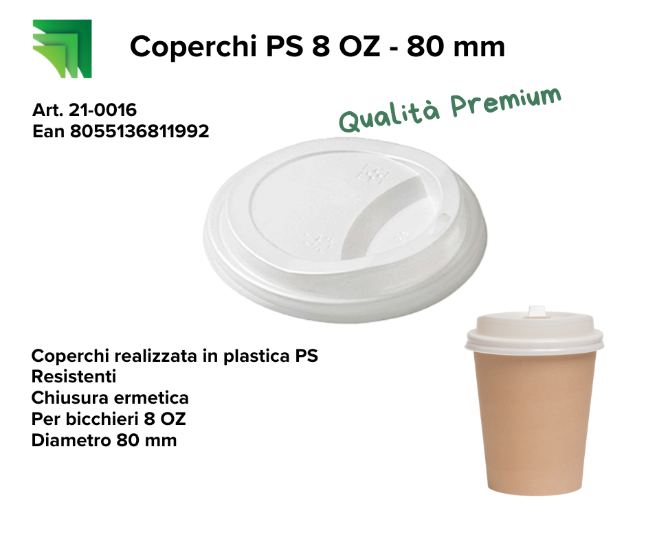 Immagine Coperchi ps Ø 80mm (8 oz) conf. 50 pz