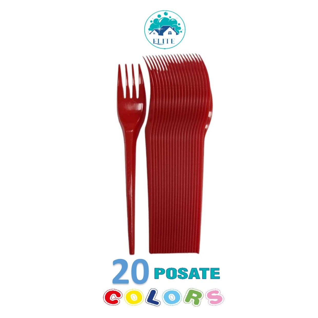 Immagine Forchette rosse conf. 20 pz elite riutilizzabili