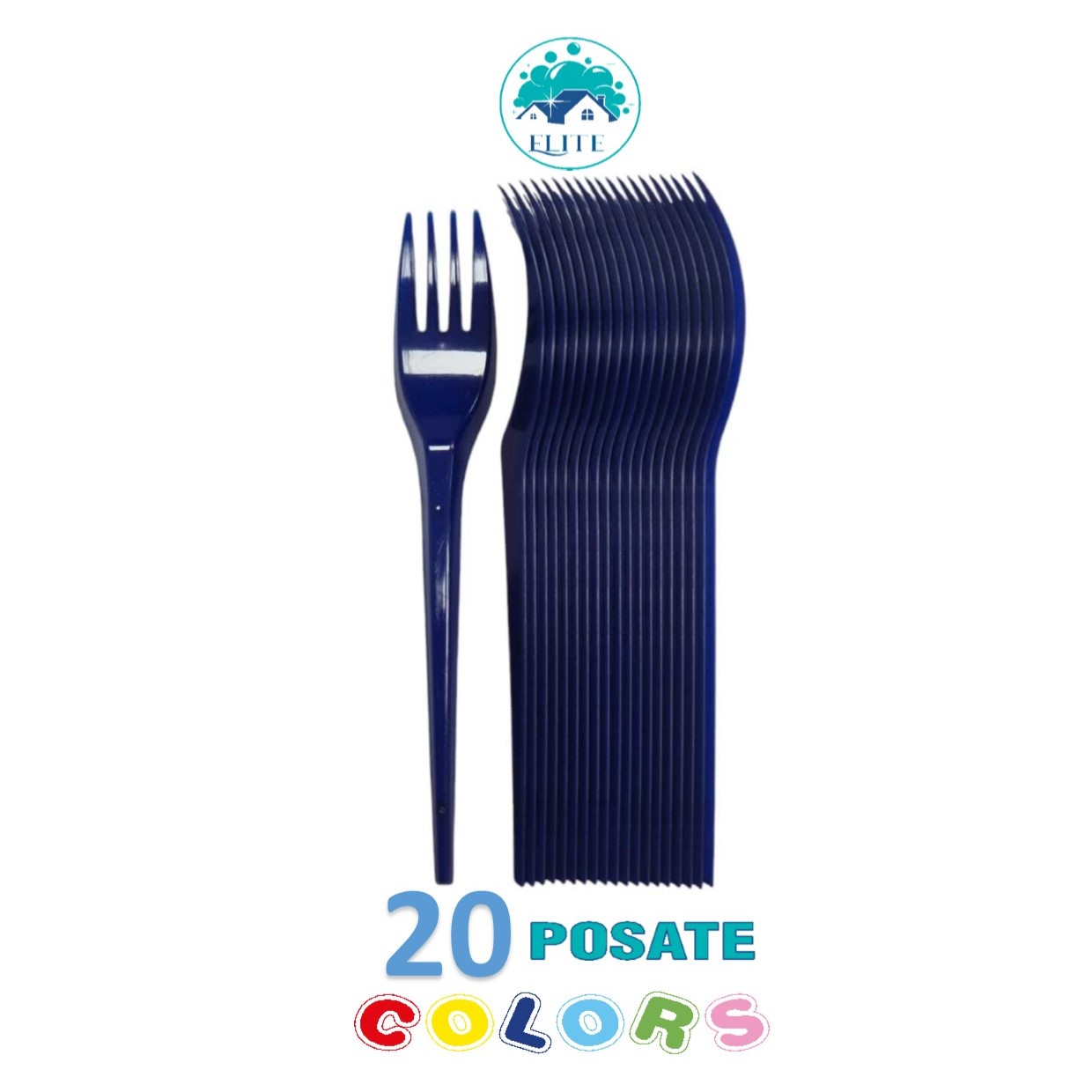 Immagine Forchette blu conf. 20 pz elite riutilizzabili