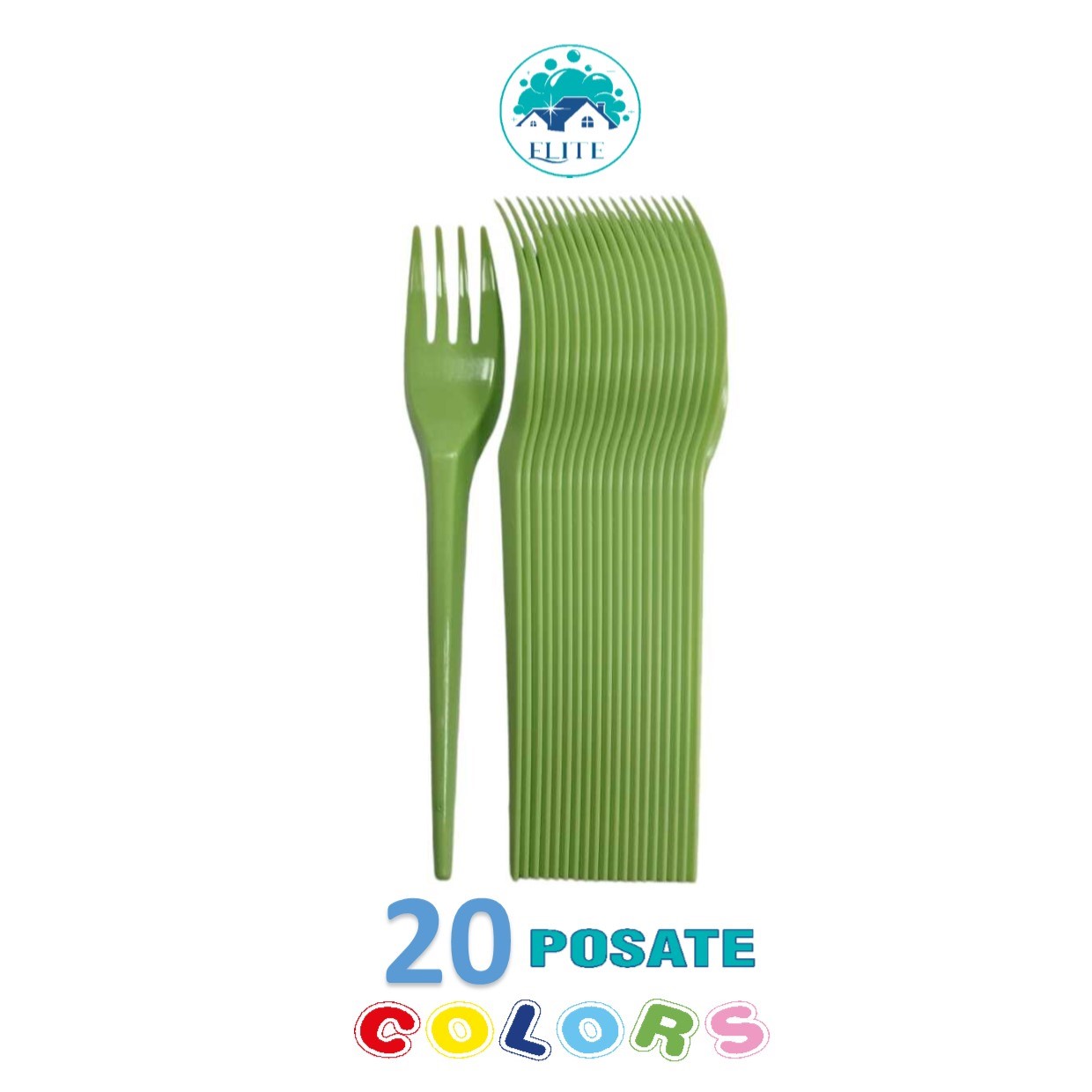 Immagine Forchette verde chiaro conf. 20 pz elite riutilizzabili