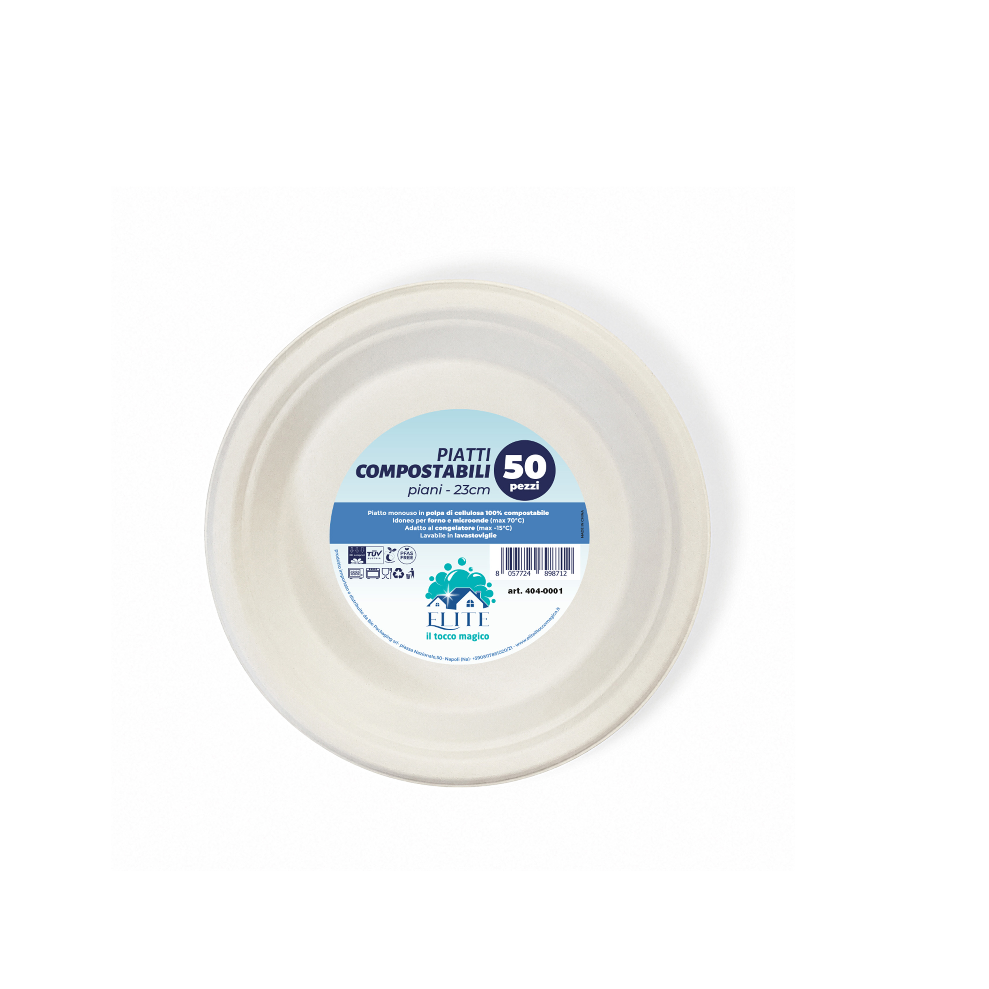 Immagine Piatto piano bagasse pfas free Ø230 mm - 50 pz