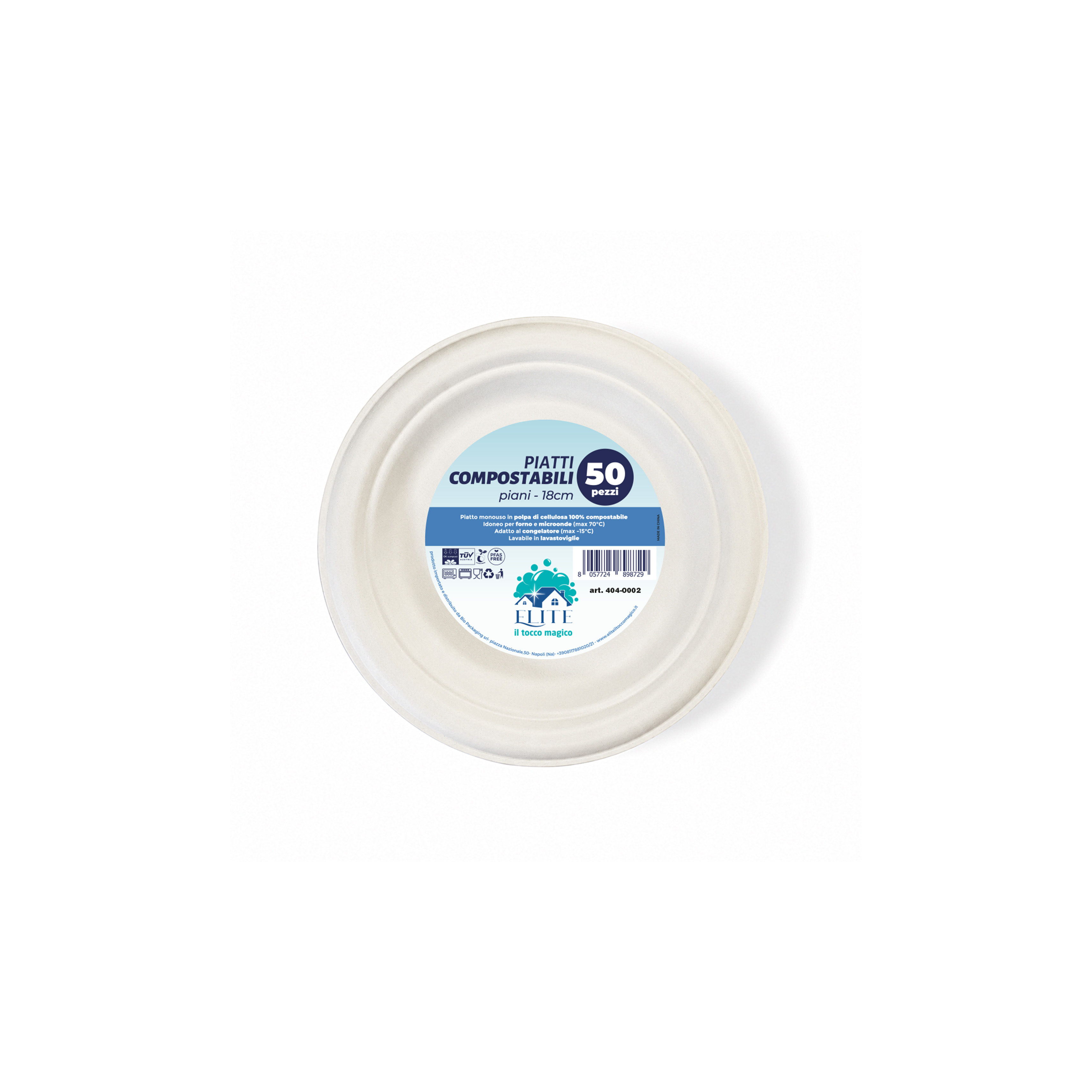 Immagine Piatto dessert bagasse pfasfree ?180 mm - 50 pz