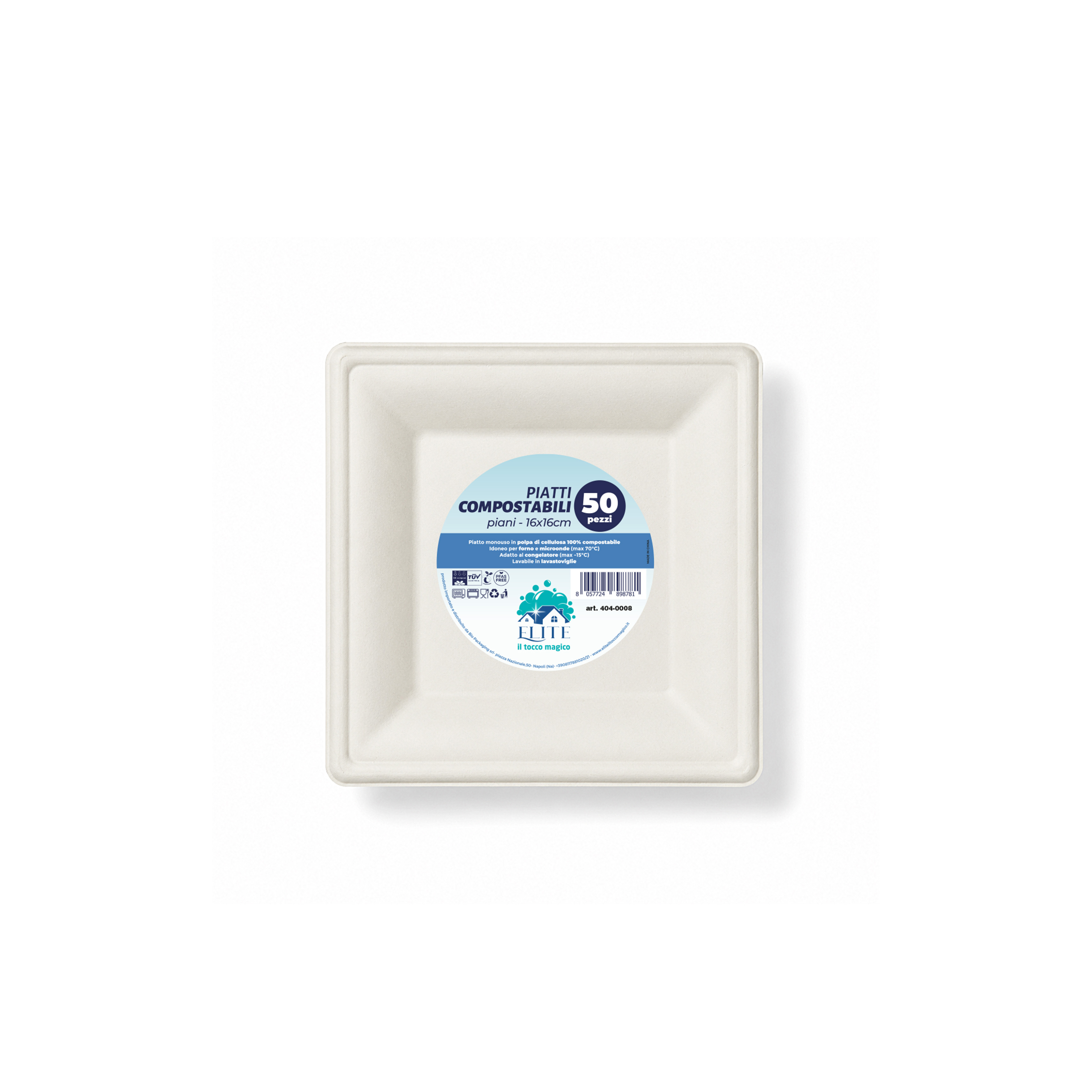Immagine Piatto piano bagasse pfas free 170x170 mm - 50 pz