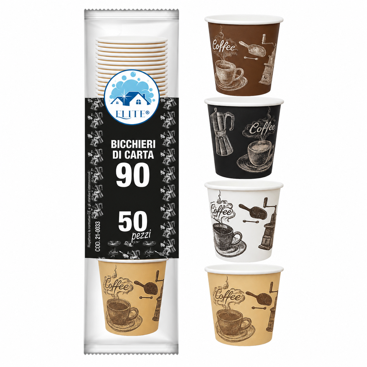 Immagine Bicchieri carta 90 ml retro' conf. 50 pz