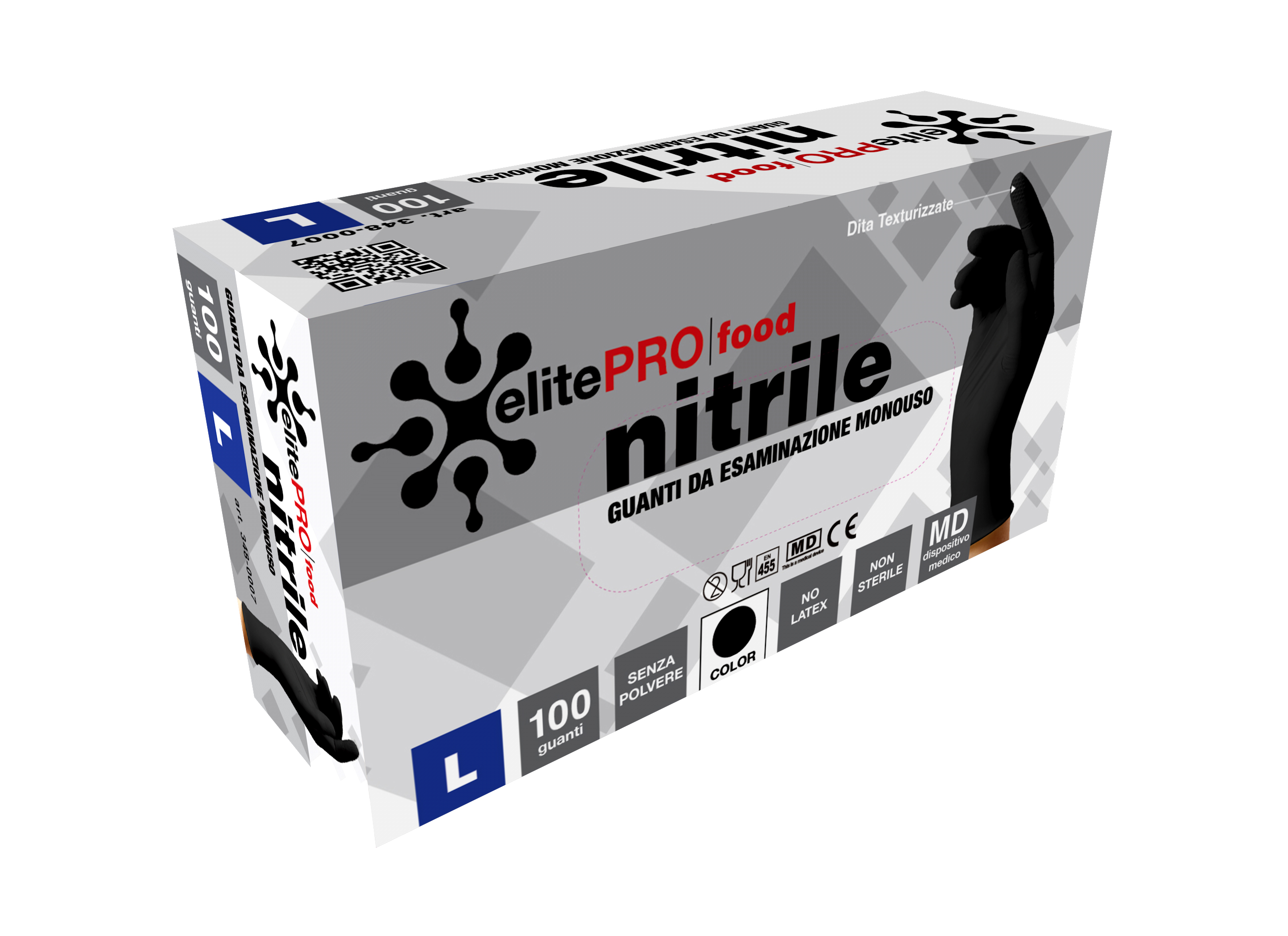 Immagine Guanti di nitrile neri conf. 100 pz - taglia l