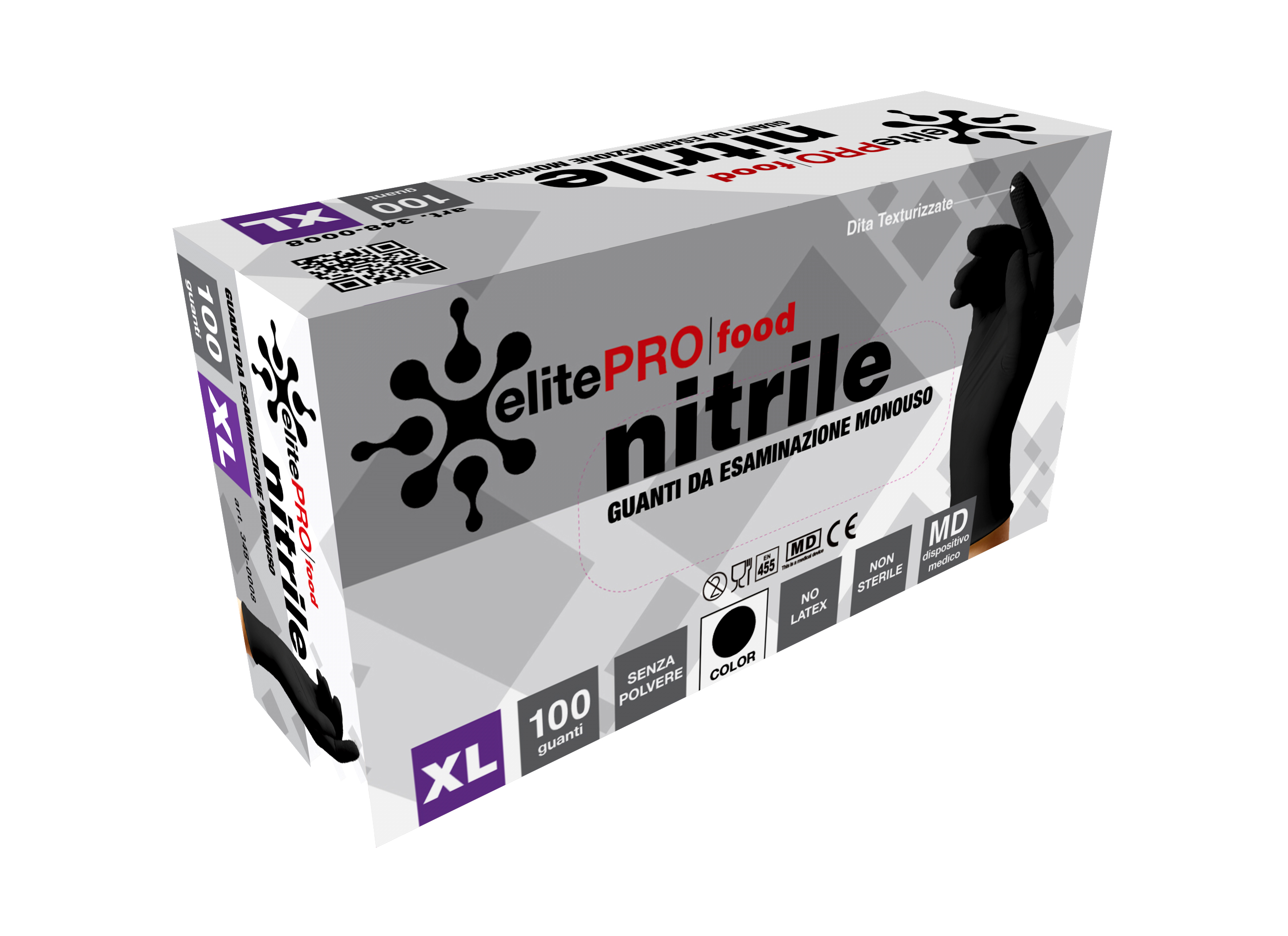 Immagine Guanti di nitrile neri conf. 100 pz - taglia xl